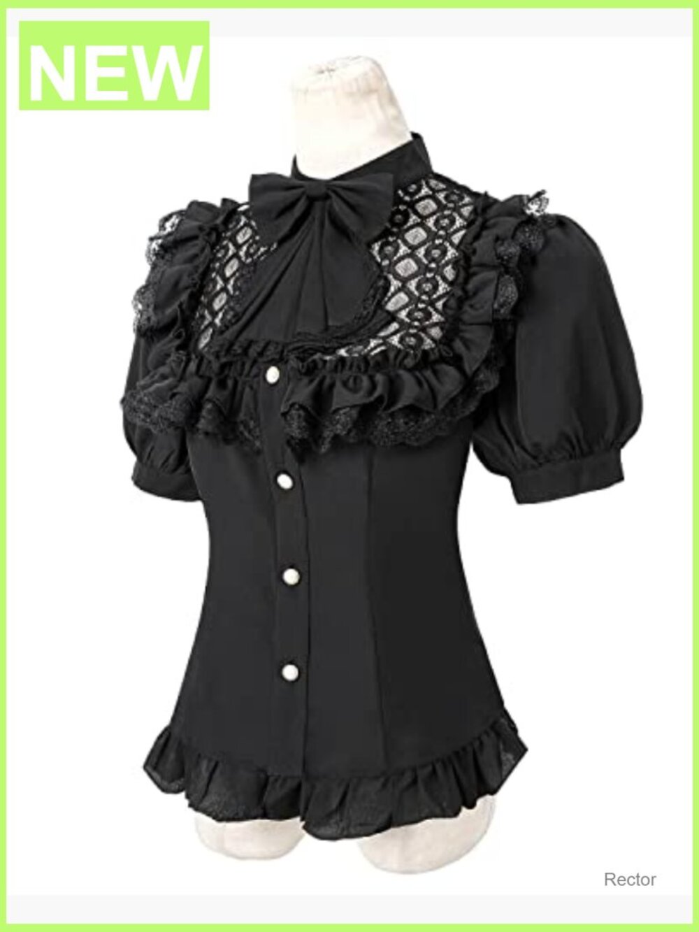 Victorian Blouse Gothic Long Sleeve Lotus Ruffle Tops Vintage Button Down Shirt - Picture 2 of 7